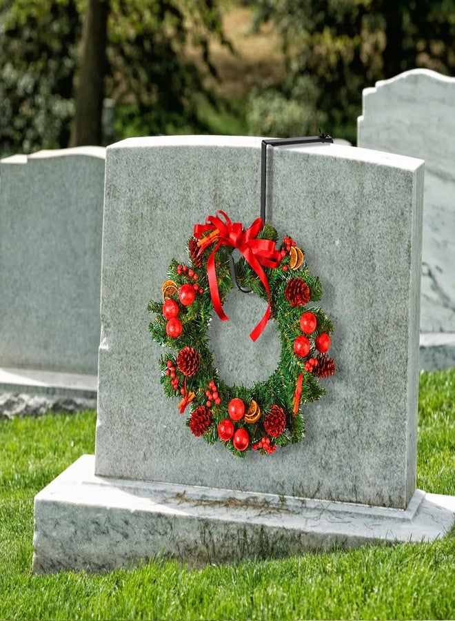 ECcandiedhaws 2Pcs Christmas Headstone Wreath Hangers--Fit 6"-11" Upright Grave Markers, Adjustable Stainless Steel Cemetery Wreath Holder, Suitable for Memorial Decor for Christmas Easter Veterans Day All Seasons - Image 4